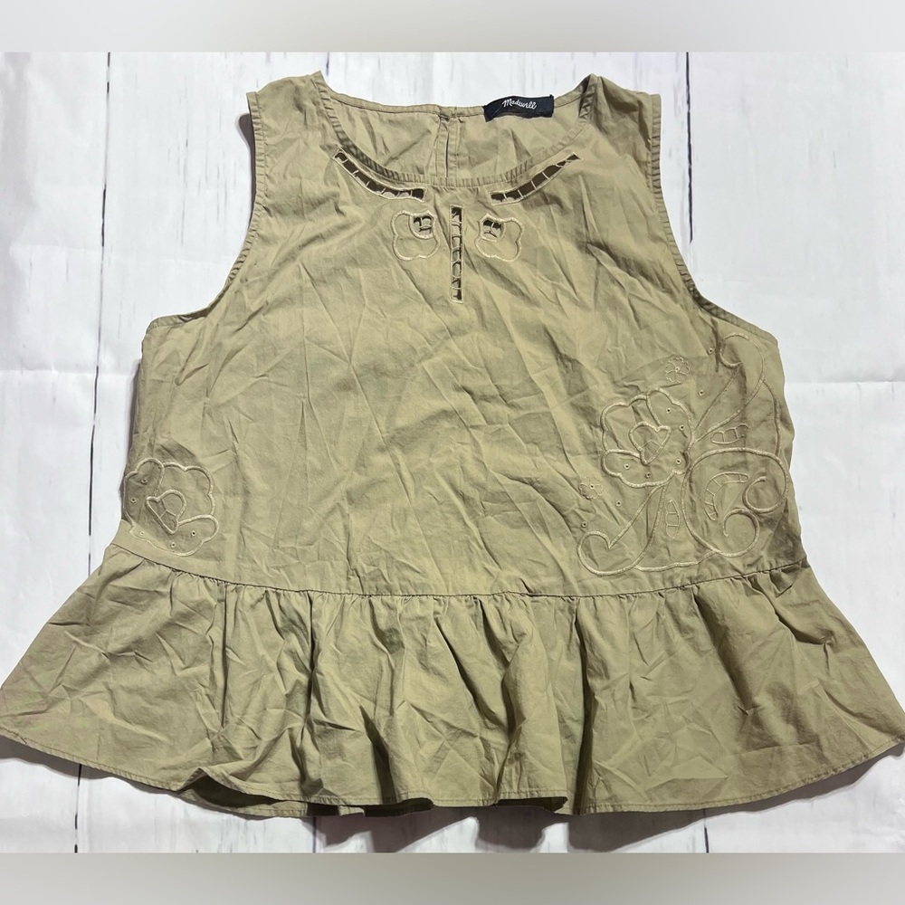 2/$20 Madewell Embroidered Peplum Tank - Picture 2 of 6